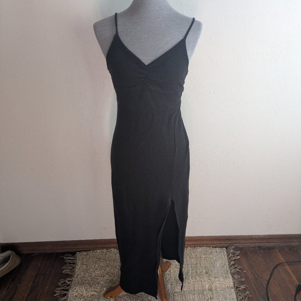 Black Waffle Tight Dress